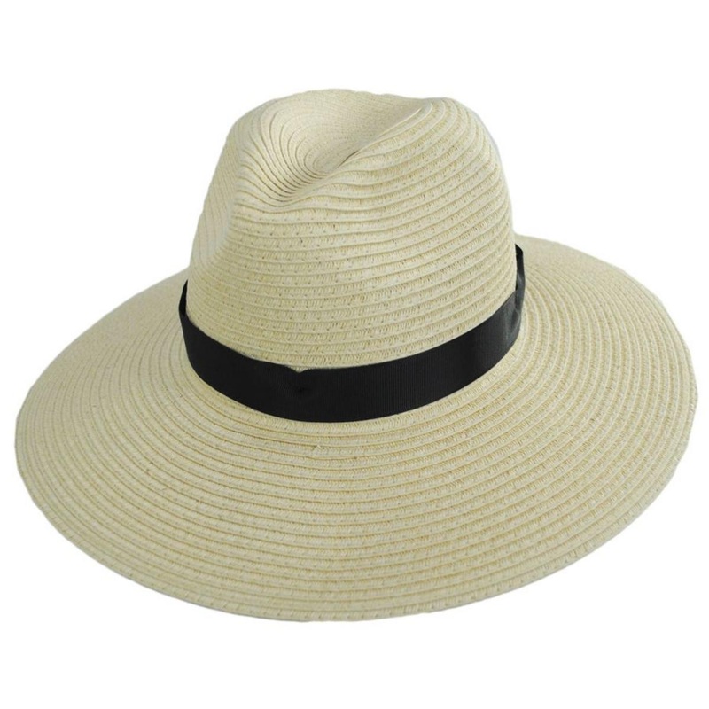Andi Toyo Braid Fedora Hat SAND/BLACK ONE SIZE FITS MOST