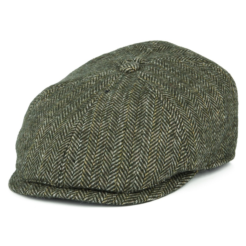 Barbour Hats Devon Herringbone Wool Blend Newsboy Cap – Olive S