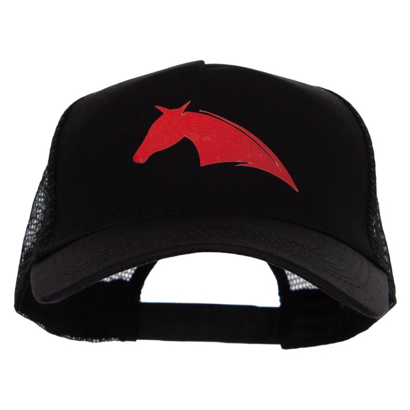 Bold Horse Heat Transfer Solid Cotton Twill 5 panel Mesh Back Cap Black One Size