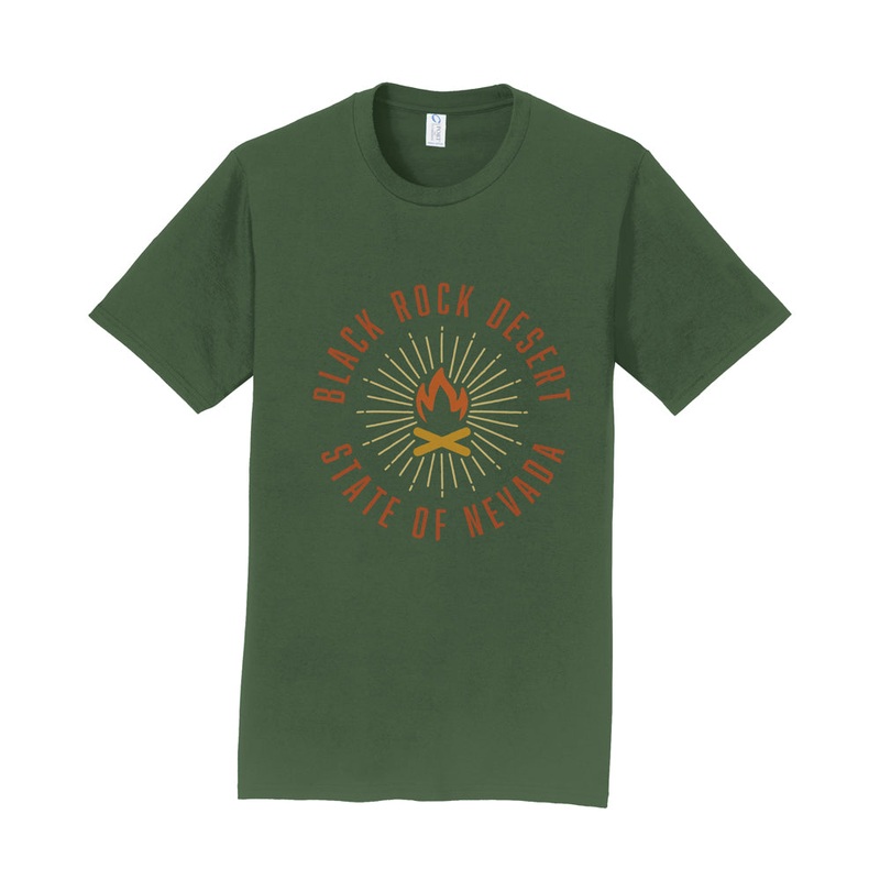 Burning Fire Crew Neck Cotton Graphic Shirt Olive XL