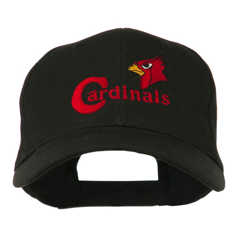 Cardinals with Bird Head Embroidered Cap Black One Size