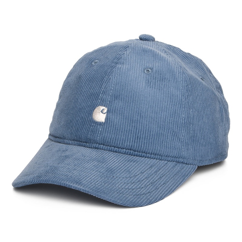 Carhartt WIP Hats Harlem Corduroy Baseball Cap – Ice Blue-White Adjustable