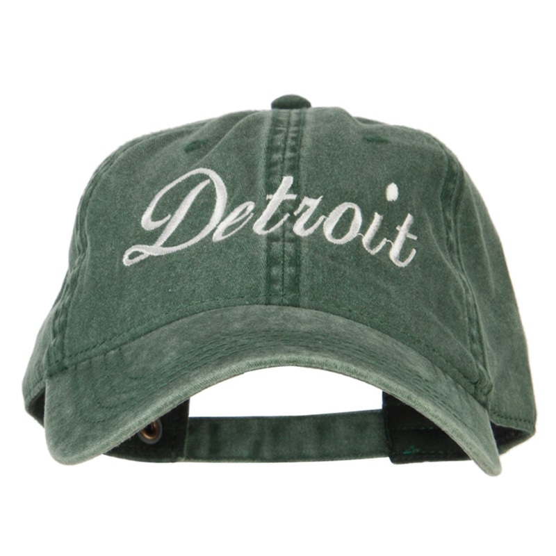 Detroit City Embroidered Washed Buckle Cap Dk Green One Size