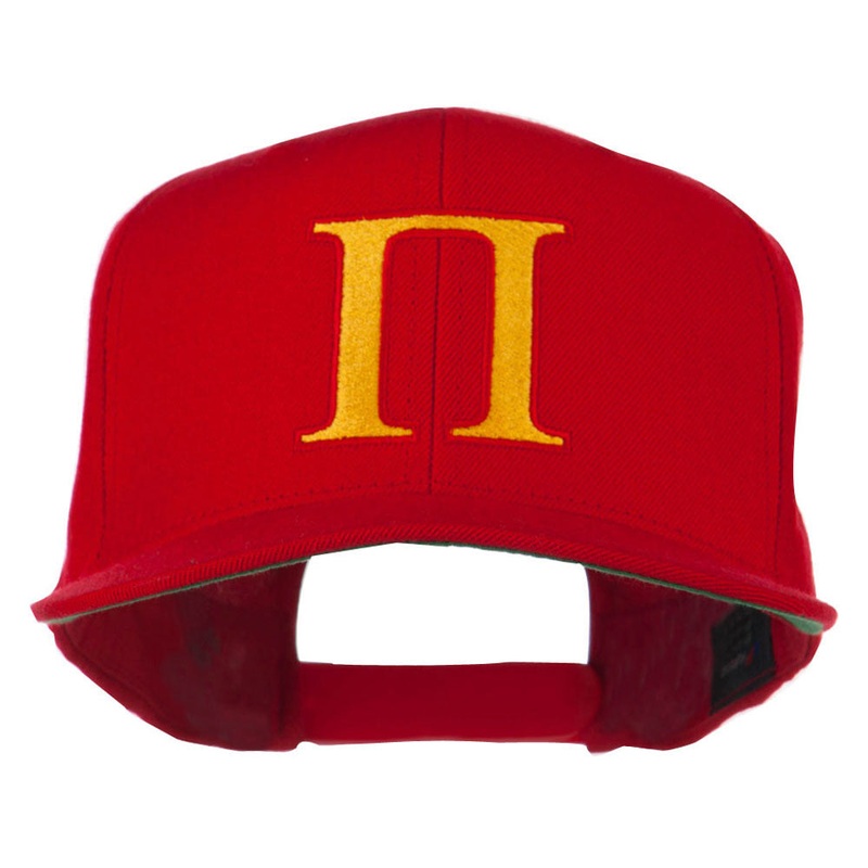 Greek Alphabet PI Embroidered Flat Bill Cap Red One Size