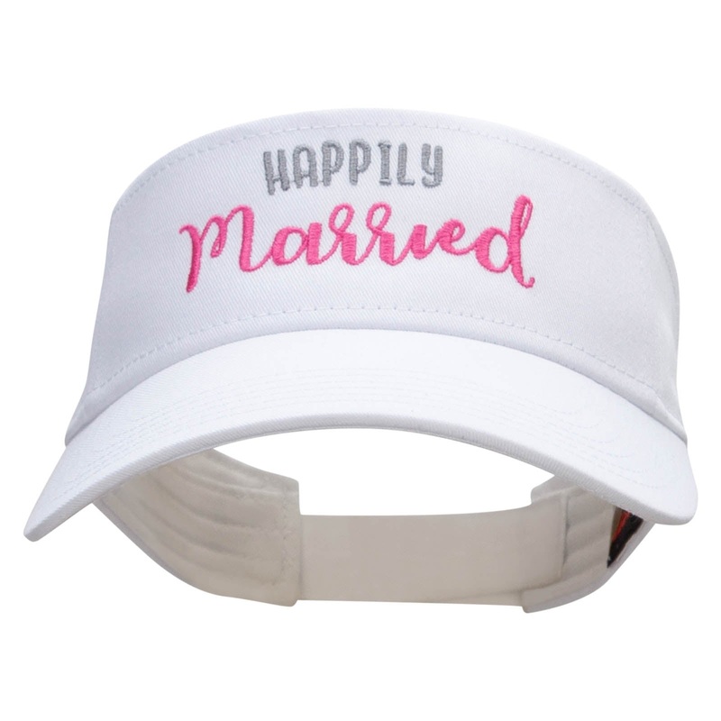 Happily Married Forever Embroidered Cotton Twill Sun Visor White One Size