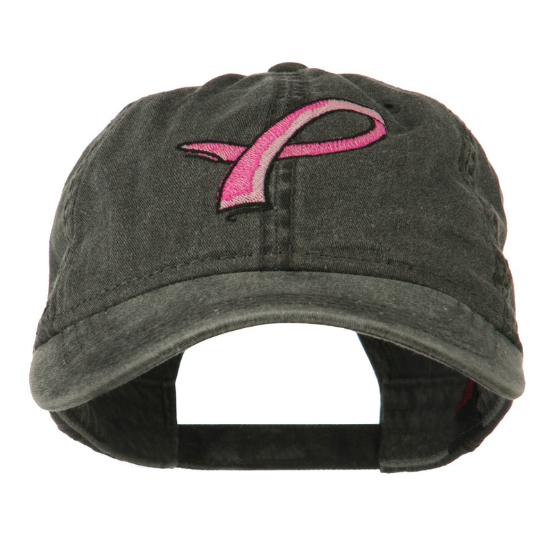 Hot Pink Breast Cancer Logo Embroidered Washed Cap Black One Size