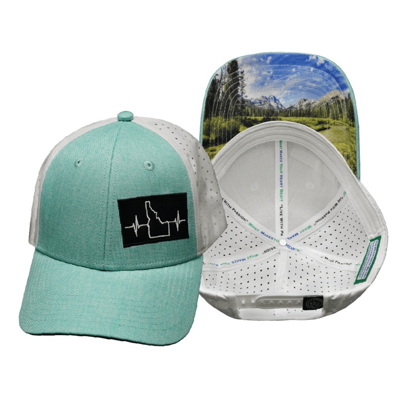 Idaho Hat – Low Profile – Ponytail – Teal / White – Laser Mesh