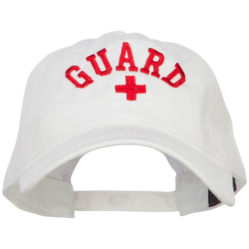 Life Guard Cross Embroidered Washed Dyed Cotton Cap White One Size