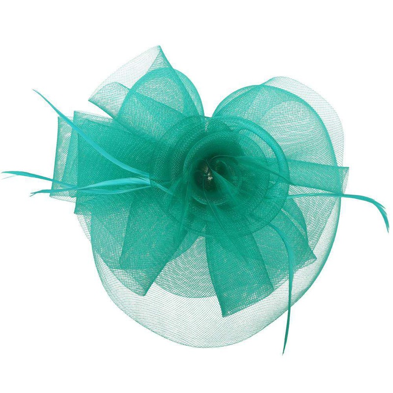Mesh Bow Flower Fascinator Blue Zirconia