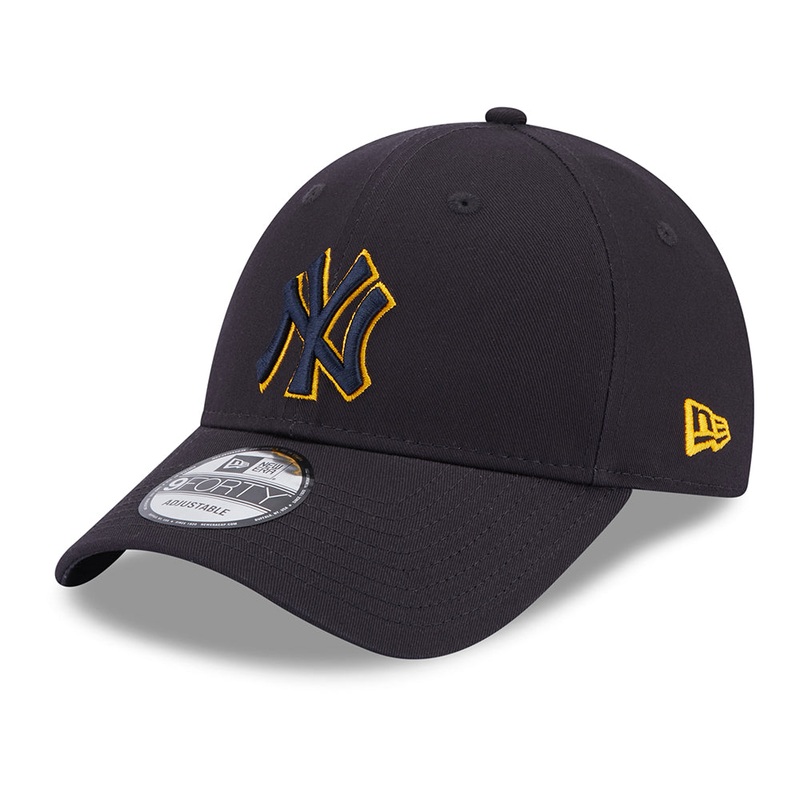 New Era 9FORTY New York Yankees Baseball Cap – MLB Team Outline – Navy-Yellow Adjustable
