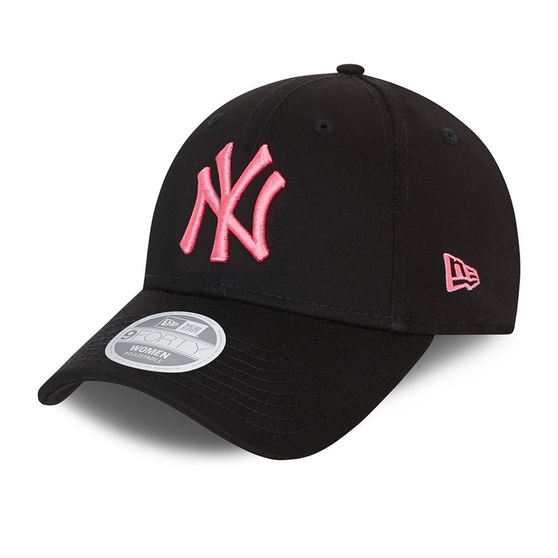 New Era Womens 9FORTY New York Yankees Baseball Cap – MLB League Essential – Black-Pink Adjustable