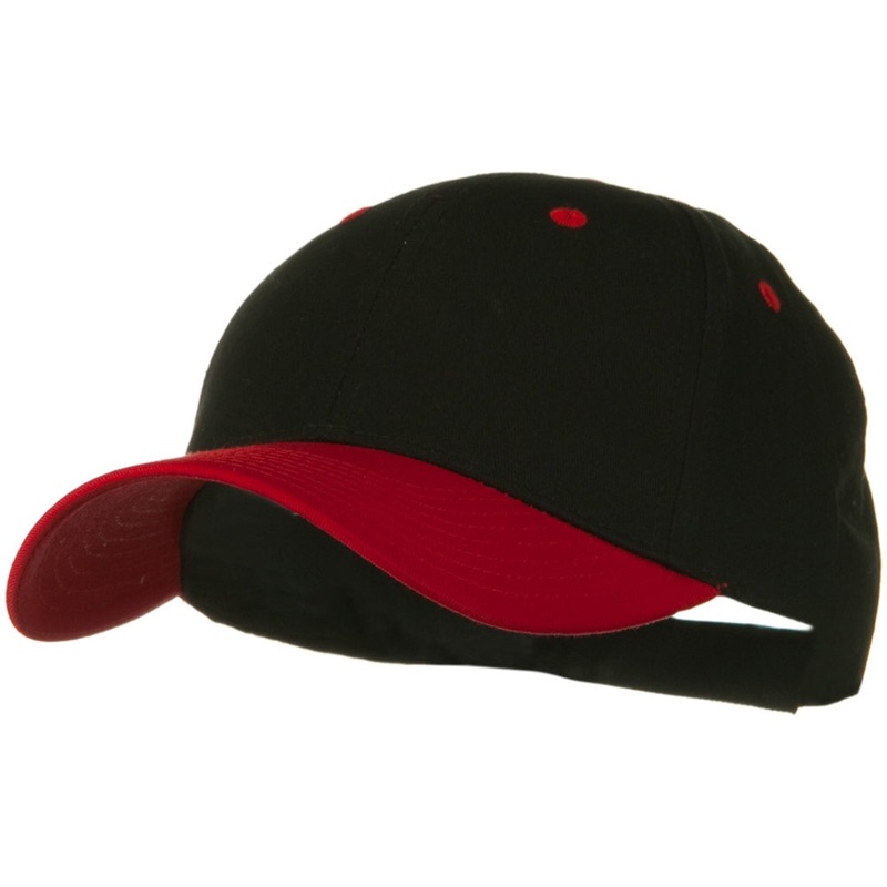 Two Tone Cotton Twill Low Profile Strap Cap Red Khaki One Size