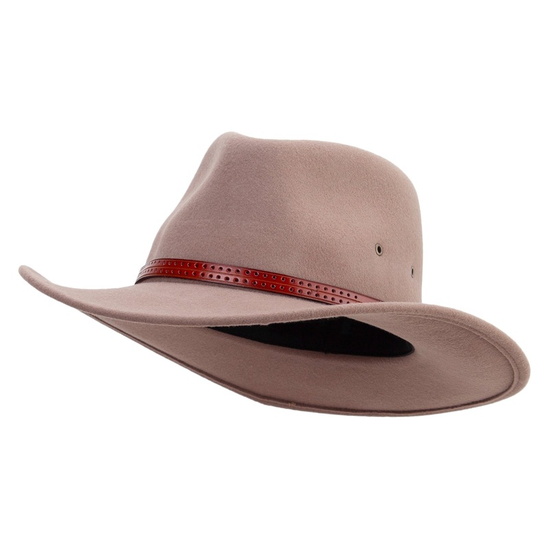 Unisex Wool Felt 3 Inch Brim Cowboy Hat Lt Pecan M