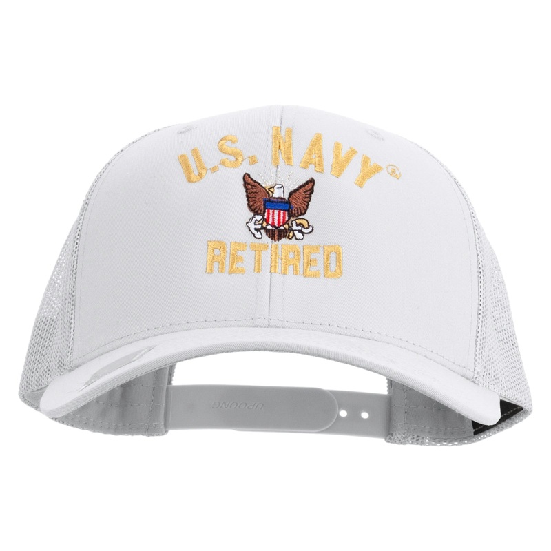 US Navy Retired Embroidered Retro Trucker Cap White One Size
