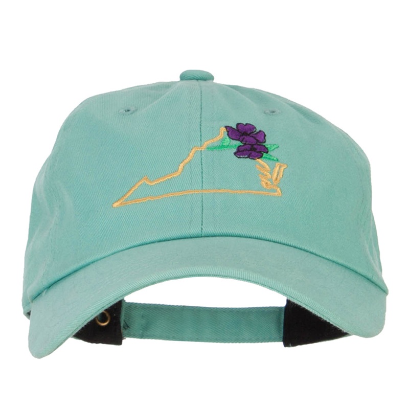 Virginia Dogwood with Map Embroidered Unstructured Washed Cap Mint One Size
