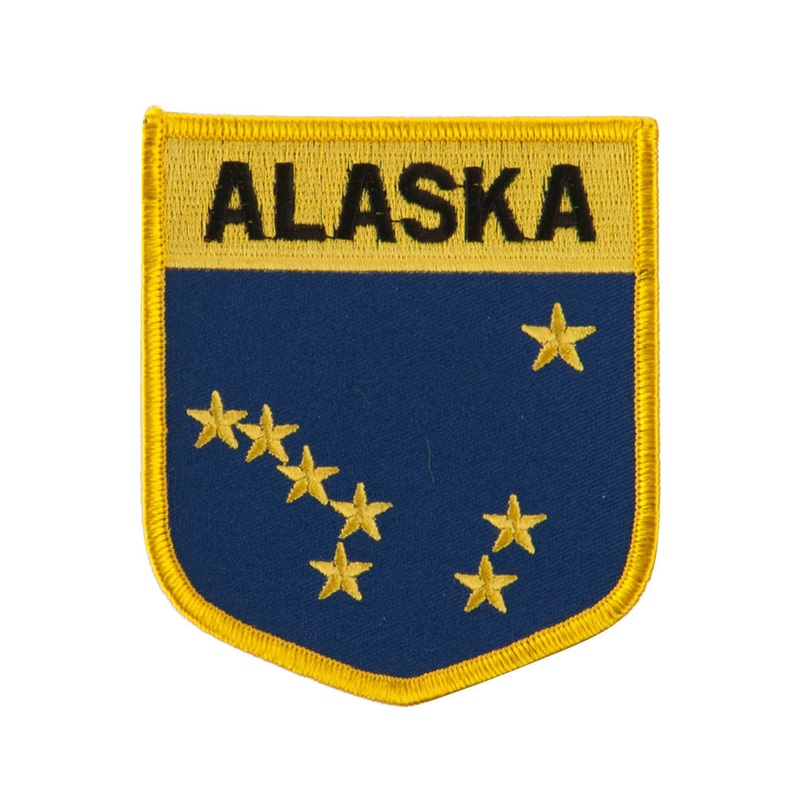 Western State Flag Embroidered Patch Shield Alaska One Size