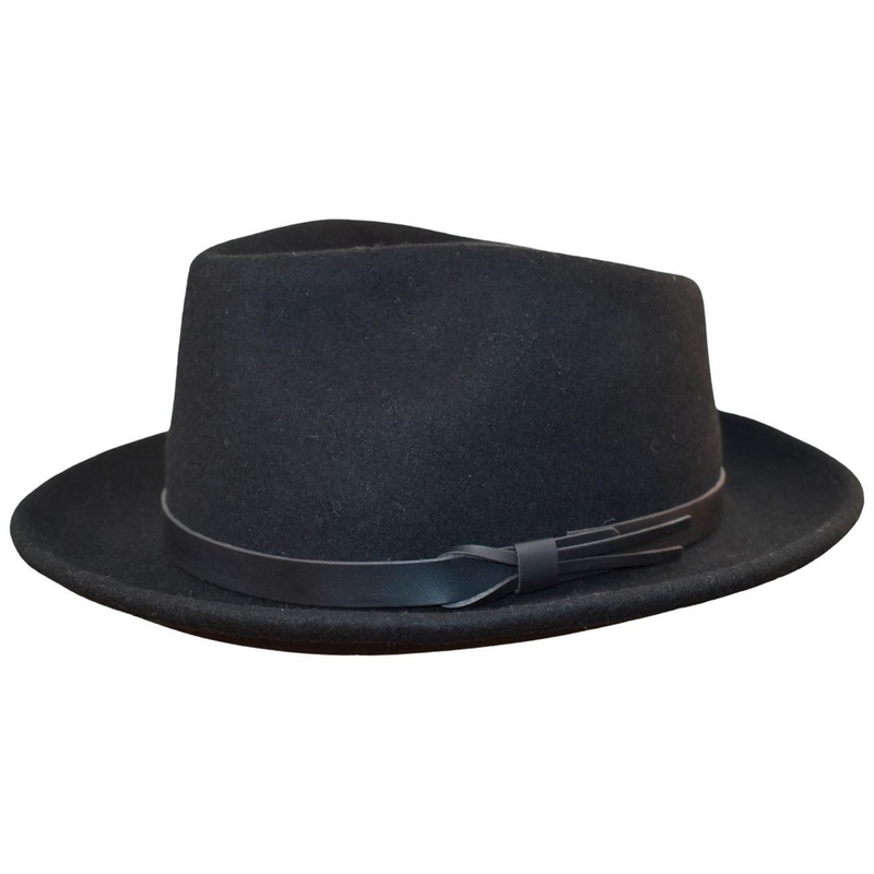 Wool Felt Teardrop Fedora Hat – Made to Order BLACK S