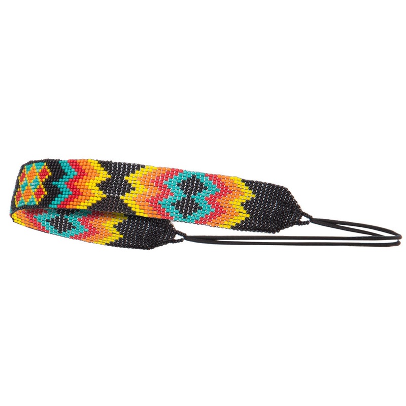 Zig Zag Beaded Elastic Headband Red One Size