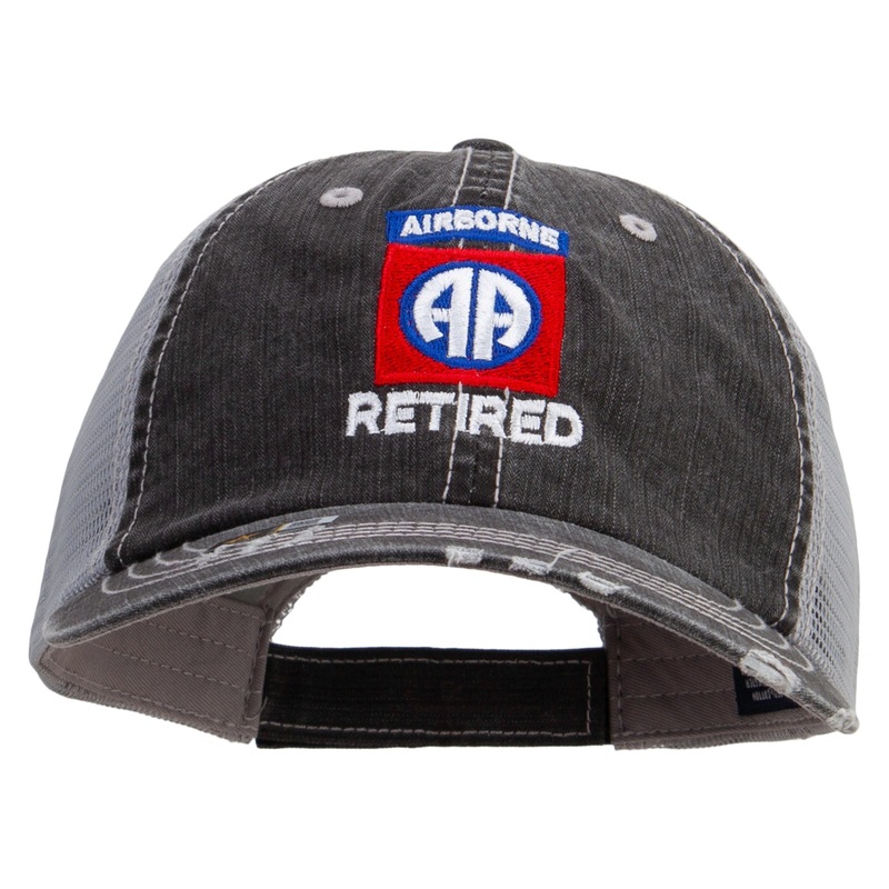 82nd Airborne Retired Embroidered Low Profile Special Cotton Mesh Cap Black One Size