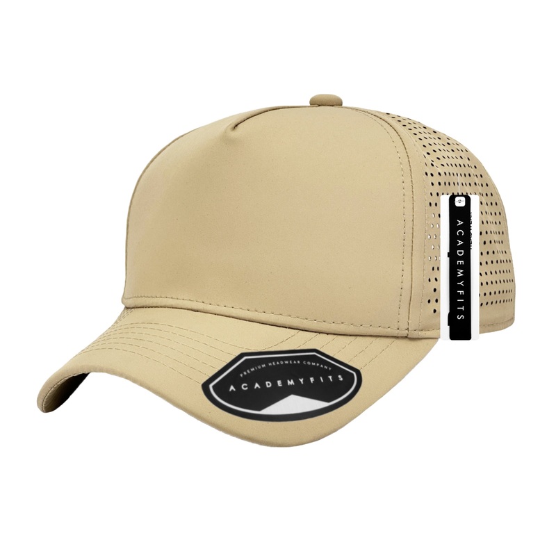 Academy Fits 4000 Perforated 5 Panel Snapback Hat Khaki