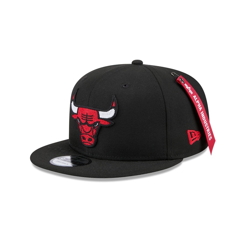 Alpha Industries x Chicago Bulls Black 9FIFTY Snapback Hat One Size