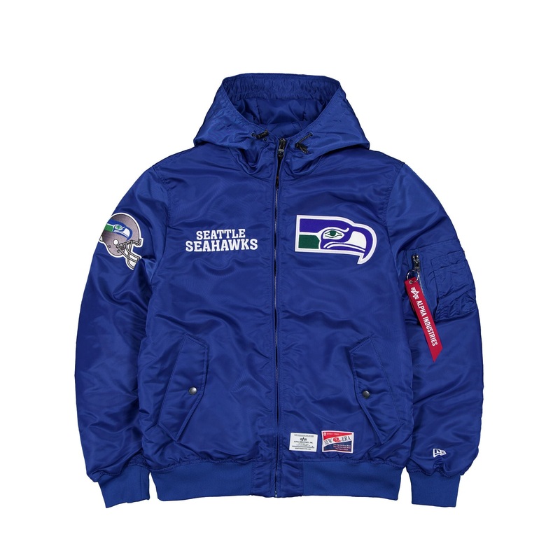 Alpha Industries x Seattle Seahawks Historic L-2B Hooded Bomber Jacket S