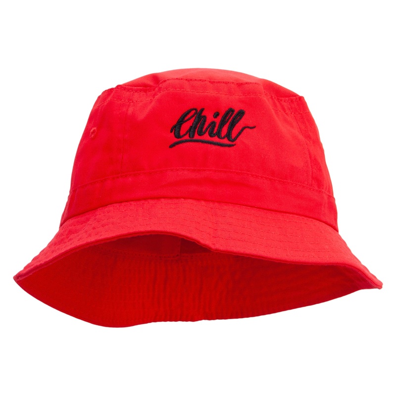 Chill Embroidered Bucket Hat Red One Size