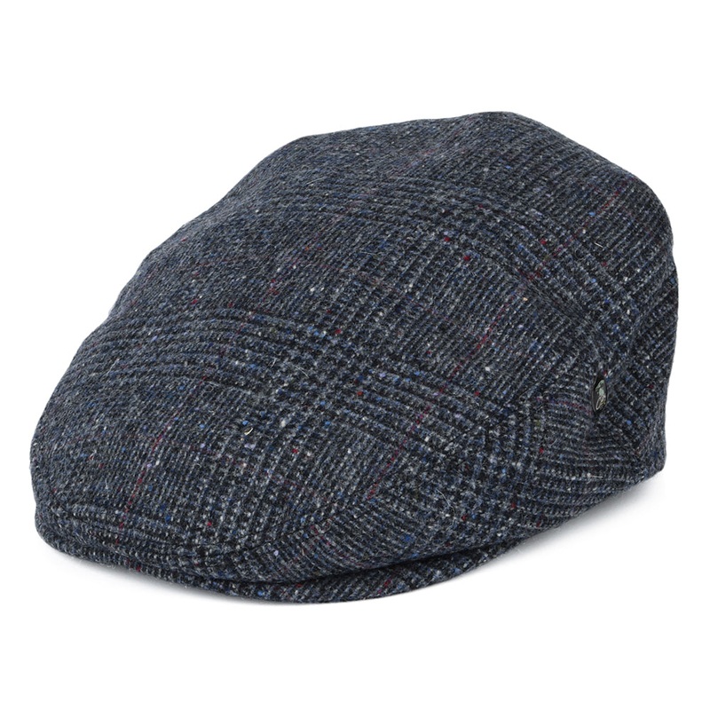 City Sport Donegal Tweed Prince Of Wales Check Flat Cap – Blue S