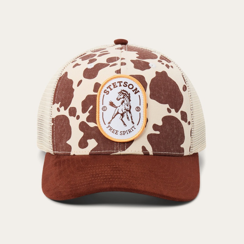 Free Spirit Trucker Hat Brown Cow O/S