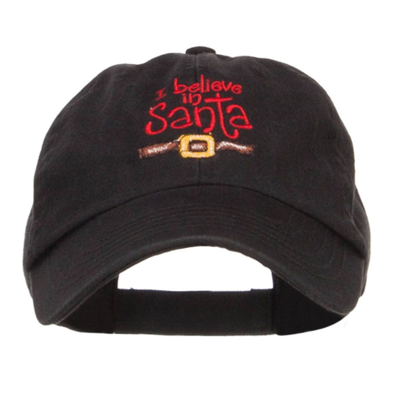 I Believe in Santa Embroidered Low Cap Black One Size