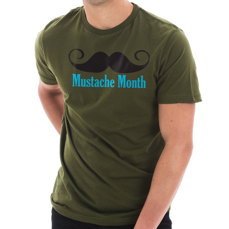 Mustache Month Graphic Design Unisex Ring Spun Combed Cotton Short Sleeve Deluxe Jersey T-Shirt Army Green XS