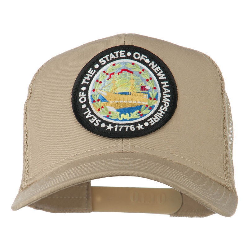 New Hampshire State Patched Mesh Cap Khaki One Size