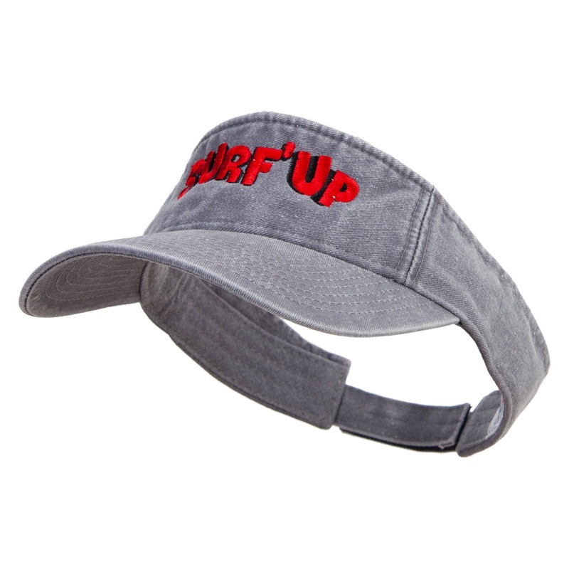 Surf Up Logo Embroidered Washed Pigment Dyed Cotton Twill Visor Black One Size