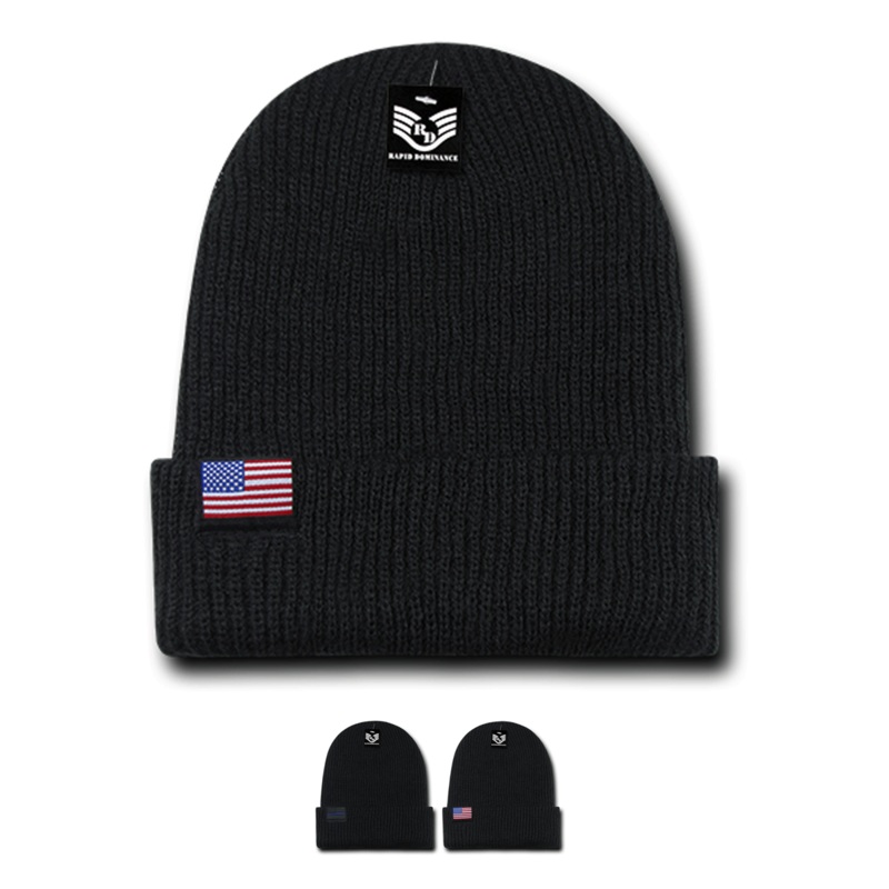 America USA Flag Label Beanies – R96 Black