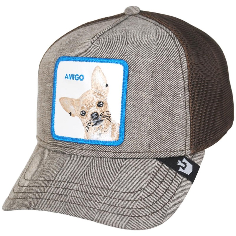 Amigo Herringbone Mesh Trucker Snapback Baseball Cap BROWN ADJUSTABLE