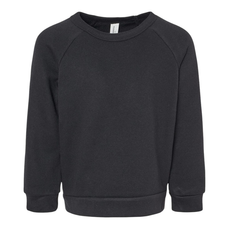 BELLA+CANVAS 3901T Toddler Sponge Fleece Raglan Sweatshirt Black 2T