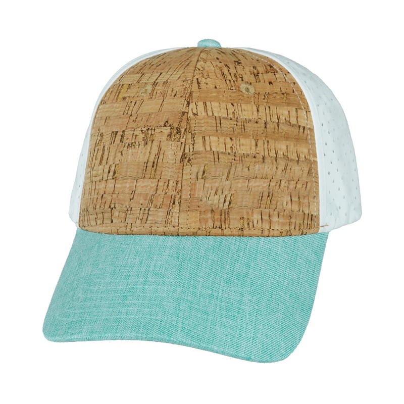 Blank – 6 Panel – Shallow Fit – Pony Tail – Cork – Mint / White (Unisex) – Laser Mesh