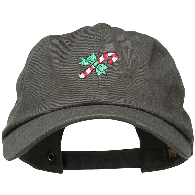 Candy Cane with Bow Embroidered Unstructured Cap Olive One Size