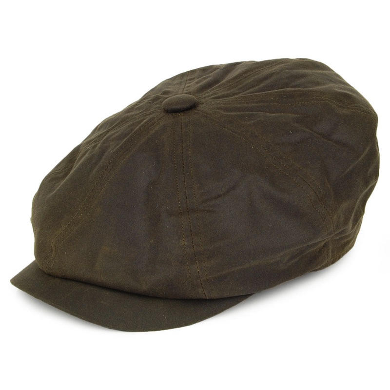 Failsworth Hats Alfie British Waxed Cotton Newsboy Cap – Olive 55