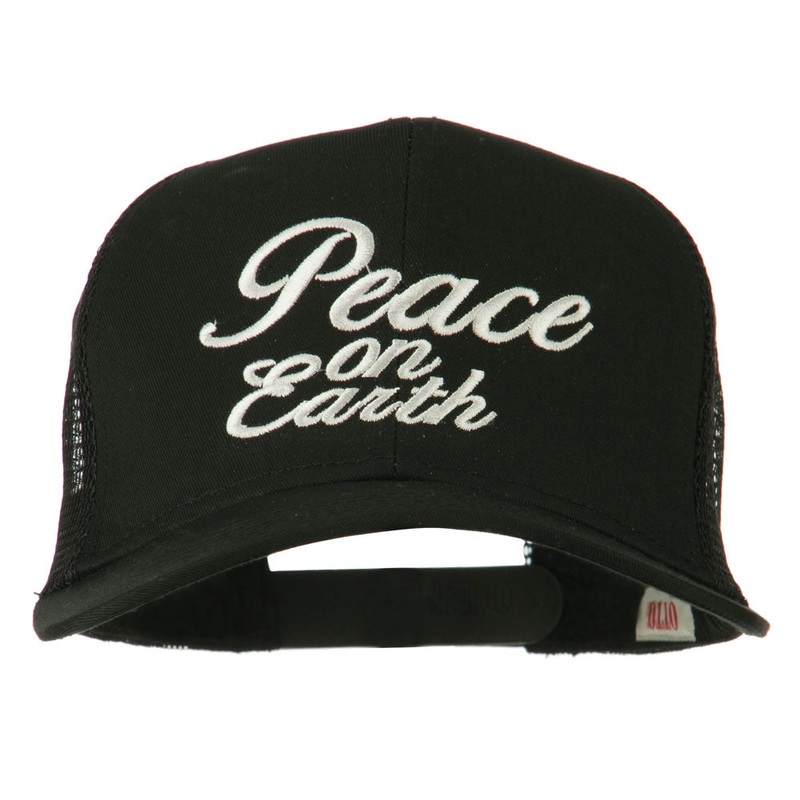Peace on Earth Embroidered Twill Mesh Cap Black One Size