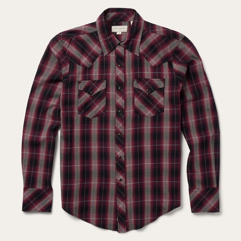 Red Marl Plaid Western Shirt Red S