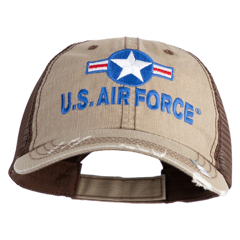 U.S. Air Force Roundel Embroidered Low Profile Special Cotton Mesh Cap Khaki Brown One Size