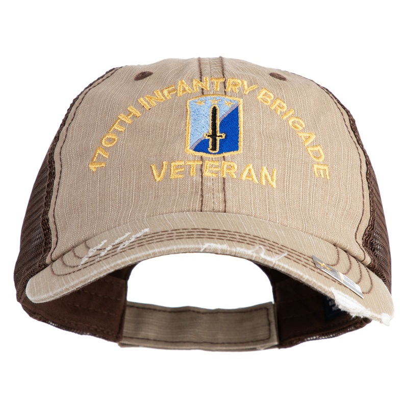 U.S. Army 170th Infantry Brigade Embroidered Low Profile Special Cotton Mesh Cap Khaki Brown One Size