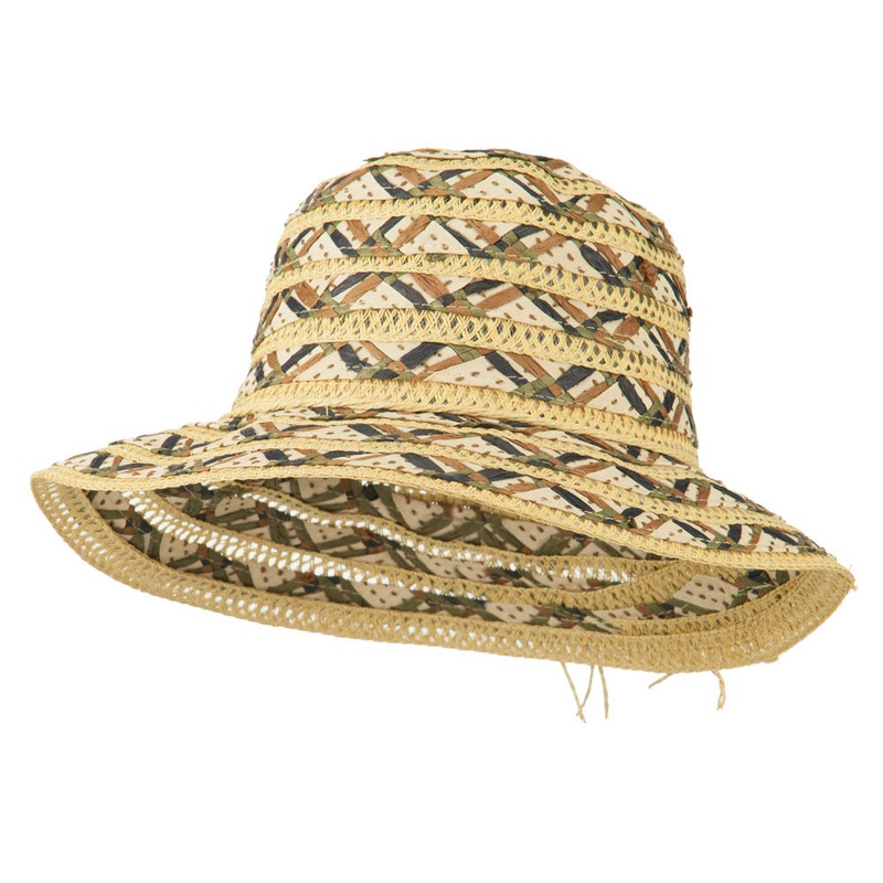 Women’s Woven Braid Crushable Hat Brown One Size