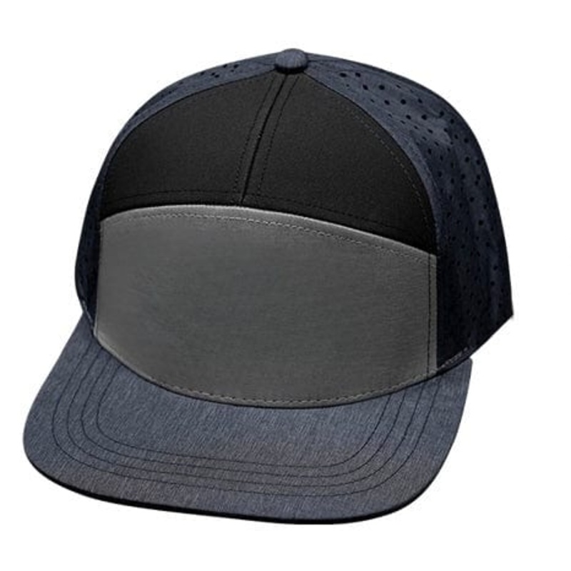 Blank – 7 Panel – Navy / Gray / Black (Unisex) – Laser Mesh