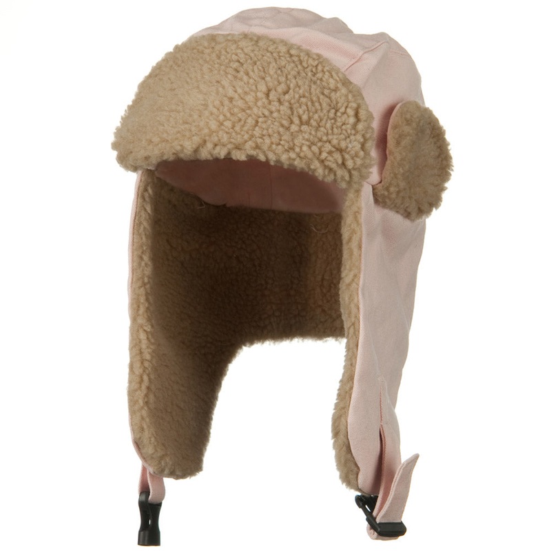 Canvas Cotton Winter Trooper Cap Pink One Size