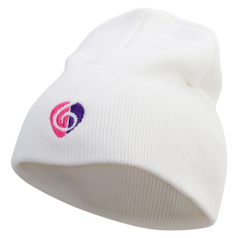 Clef Guitar Pick Embroidered 8 inch Acrylic Short beanie White One Size