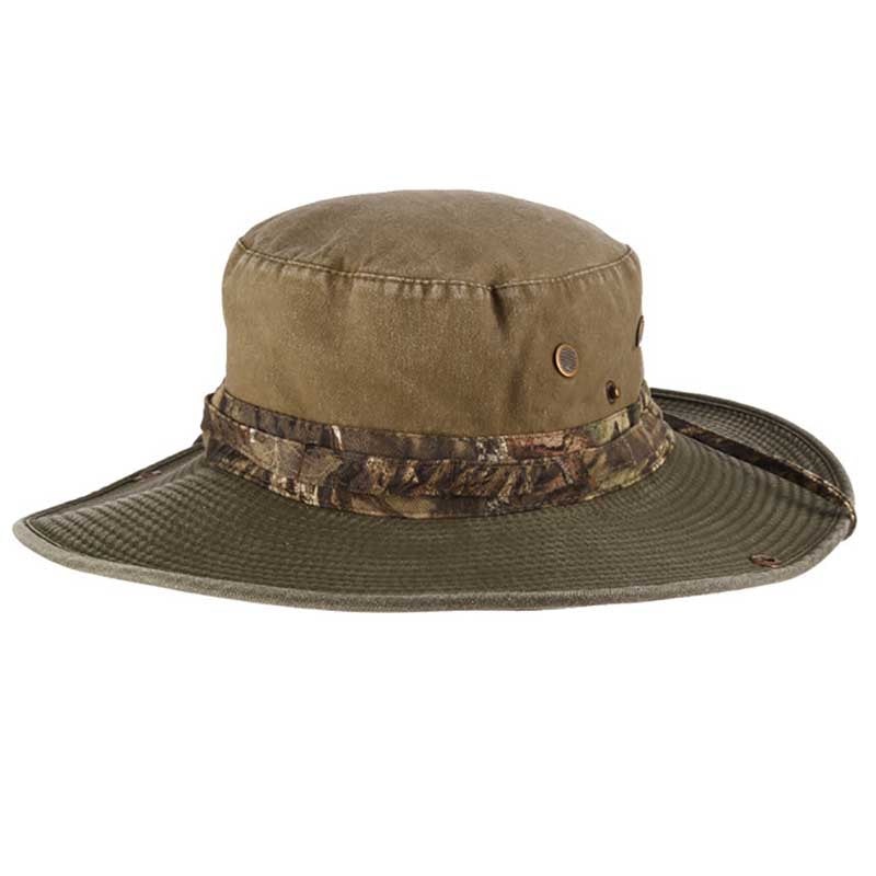Cotton Boonie Country Camo Brim with Chin Strap – Mossy Oak Hats Khaki / Olive Small (56 cm)