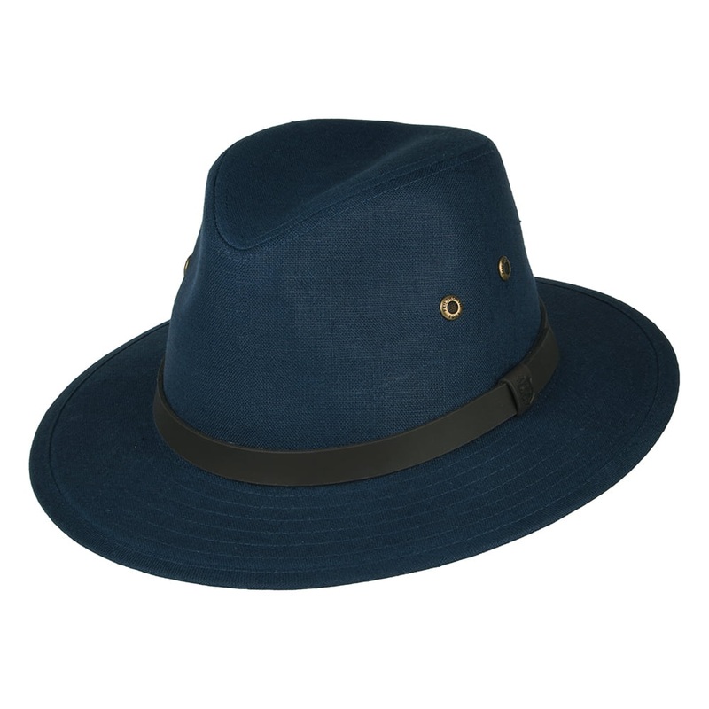 Failsworth Hats Irish Linen Safari Fedora Hat – Navy Blue S