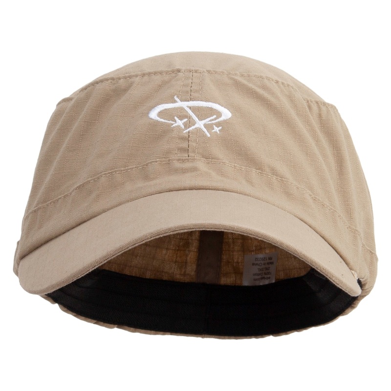 Flash Light Beam Embroidered Big Size Fitted Ripstop Cotton Military Army Cap Khaki XL-2XL